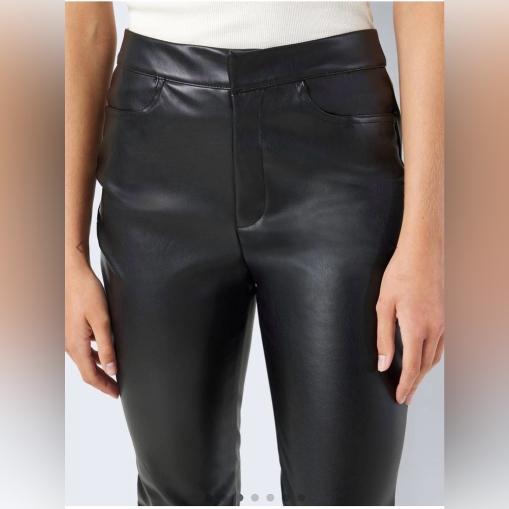 Noisy may NMANDY MONI PU HW ANKLE Black Faux Leather Pants size L - Picture 3 of 5